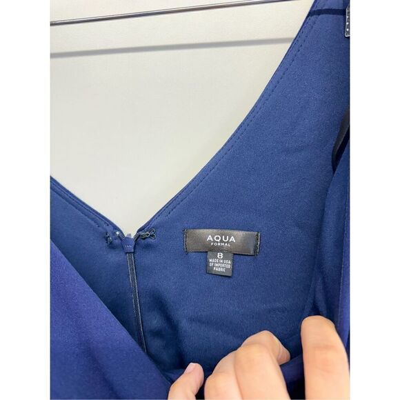 Aqua Cascade Ruffle Gown Size 8 Blue Ruffle V Neck Maxi Evening‎ Gown NEW - Picture 6 of 10